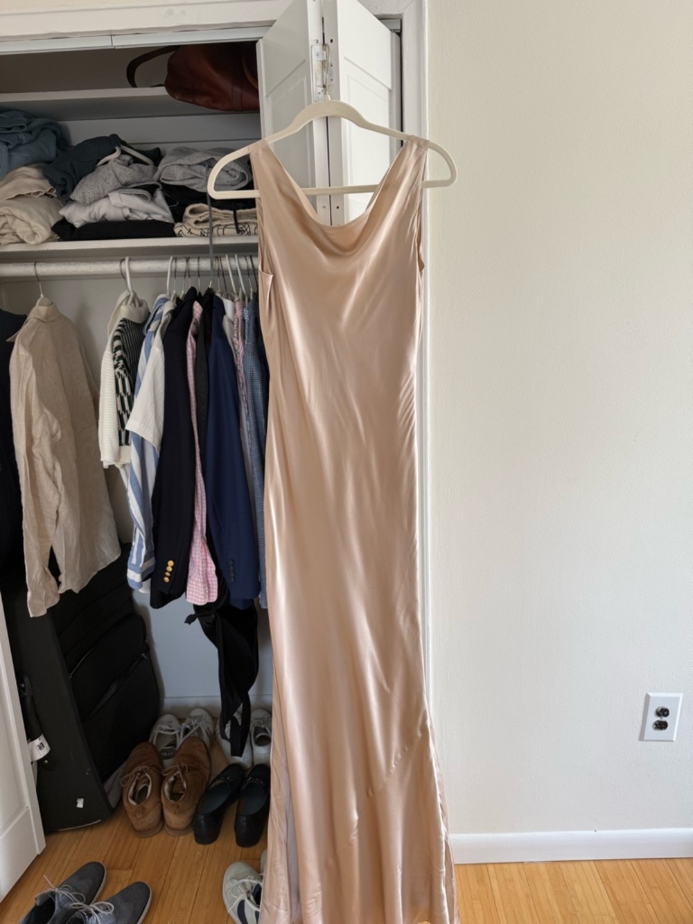 Stone Cold Fox Satin Cowl Neck Slip Dress in Champagne